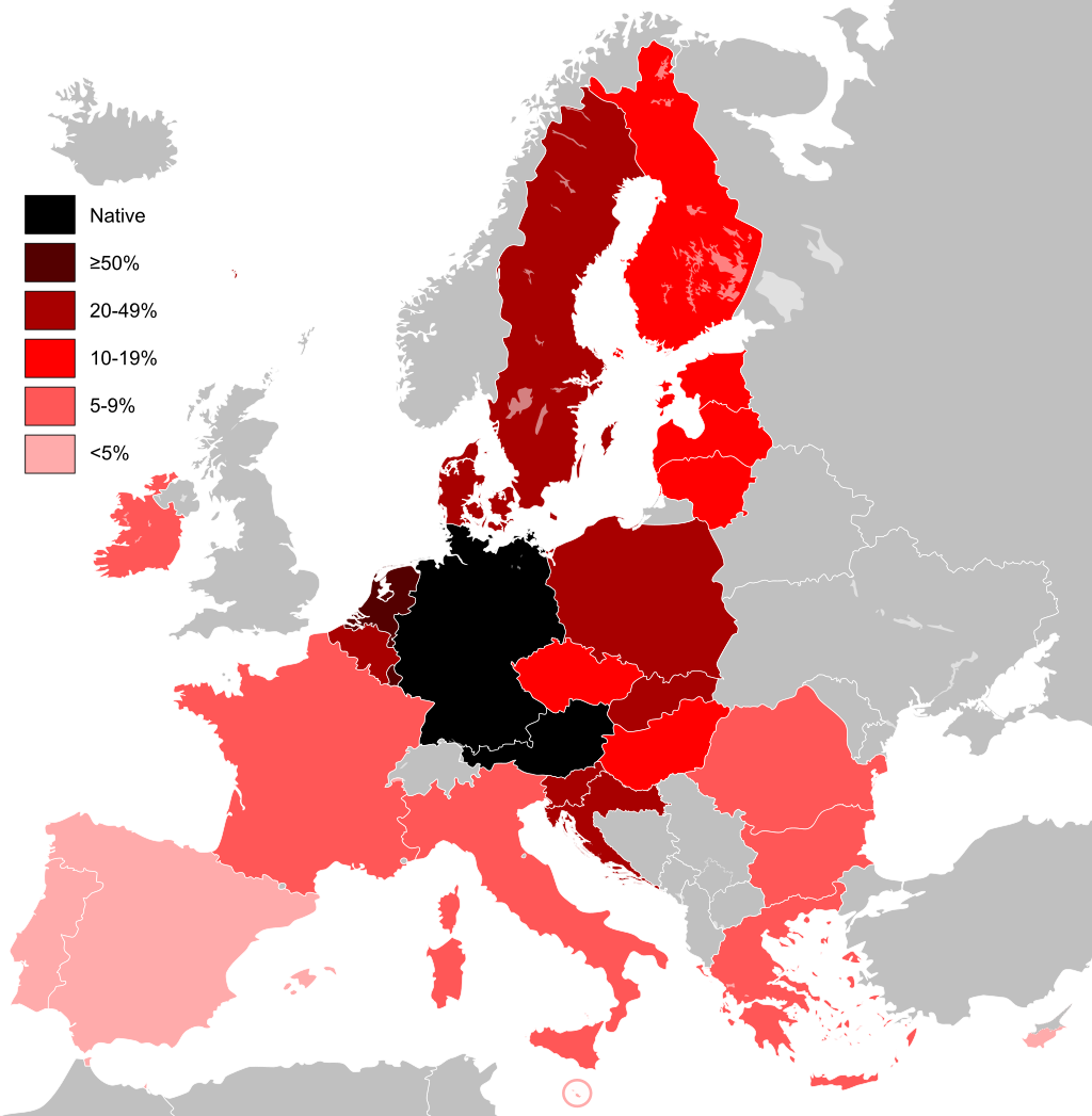 Paesi che parlano la lingua tedesca mappa europa paesi di lingua tedesca